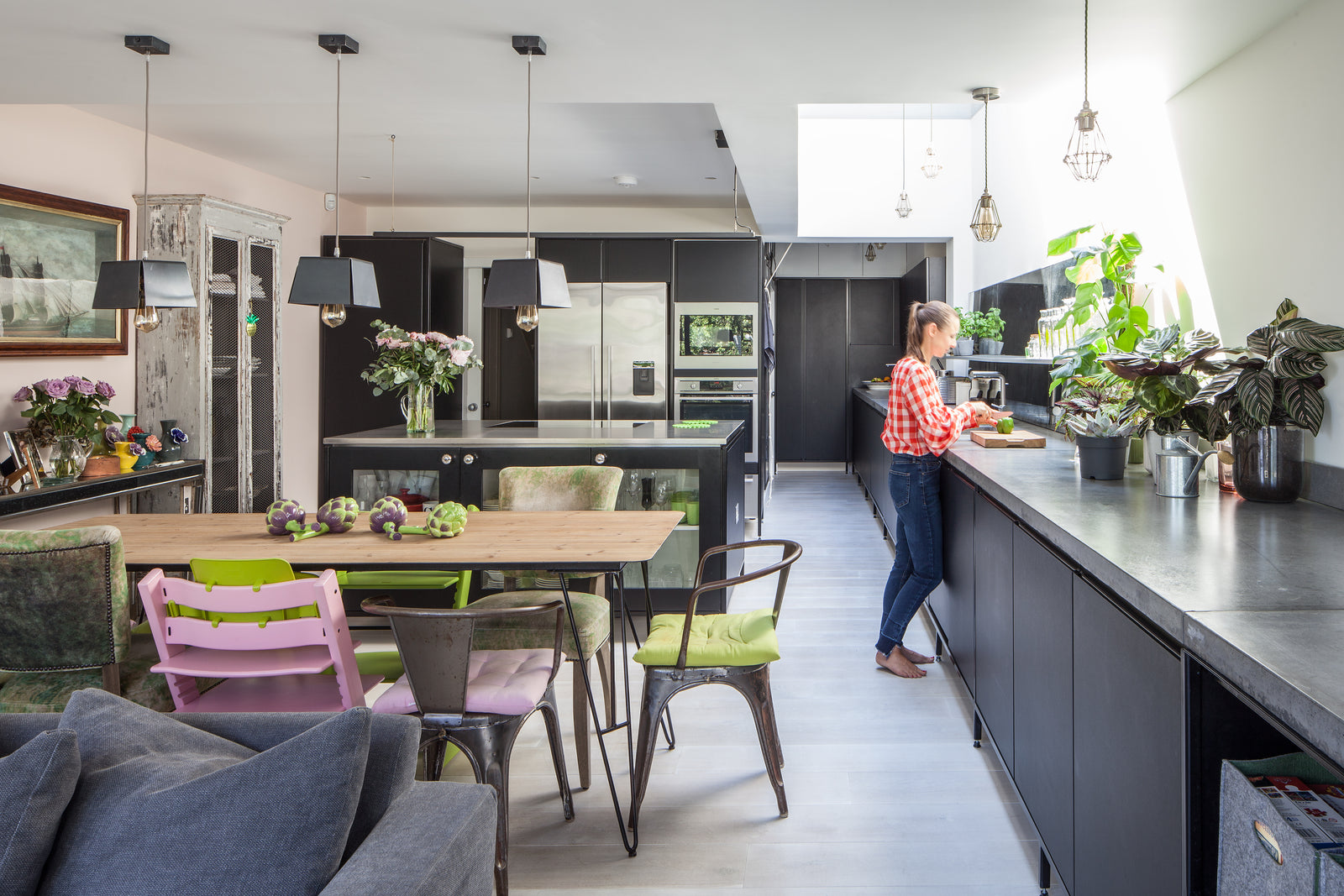 rooflight installed in a modern grey furnished kitchen 