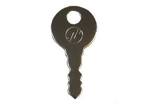 picture of a metal key on a white background